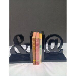Modern Pair of  2 Glossy Ampersand and At Symbol (&@ ) Bookends